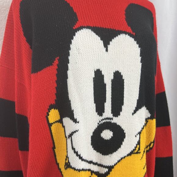 VTG Mickey & Co Sweater Adult Large Red Knit Mickey Mouse 90s Disneycore Retro - Picture 2 of 11